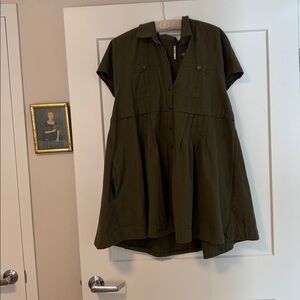 Free People Olive Cotton Mini Dress SZ XL